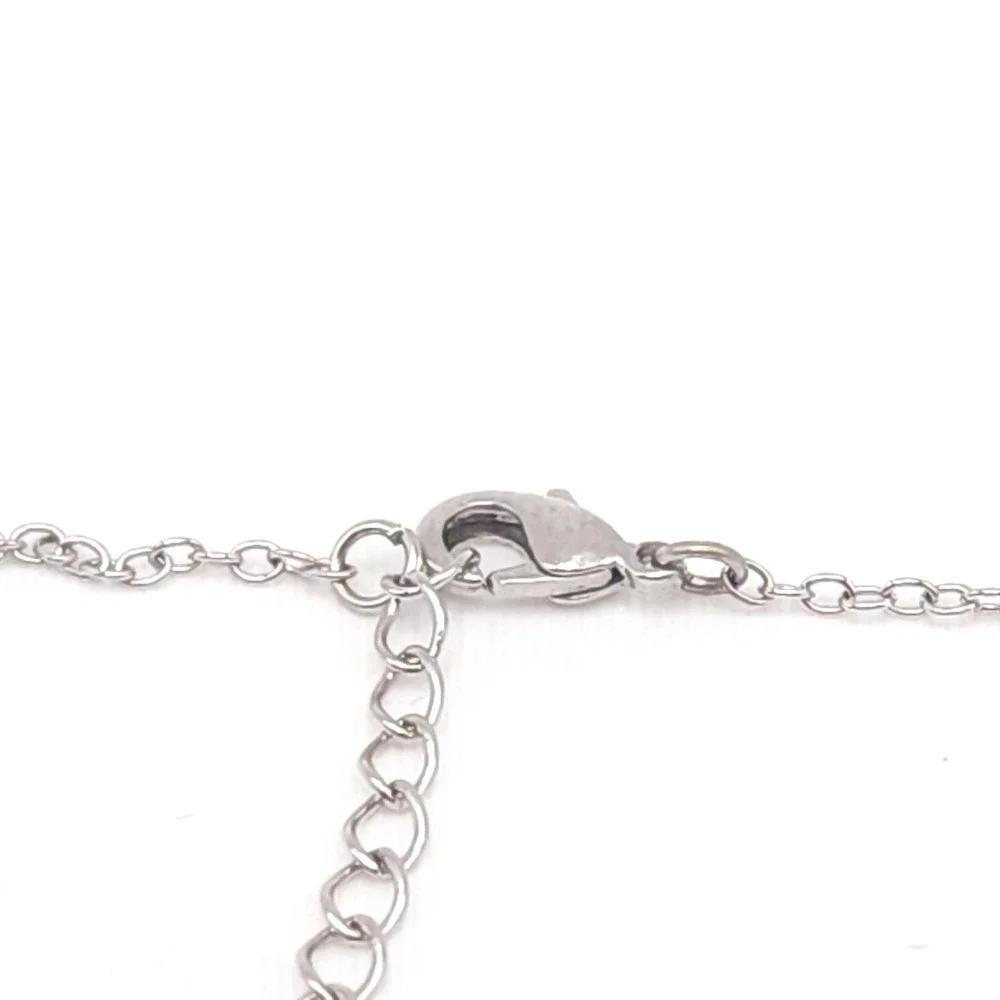 Silver‎ Tone Double Ring Pendant Necklace – 18″ Adjustable Lobster Clasp Rolo
